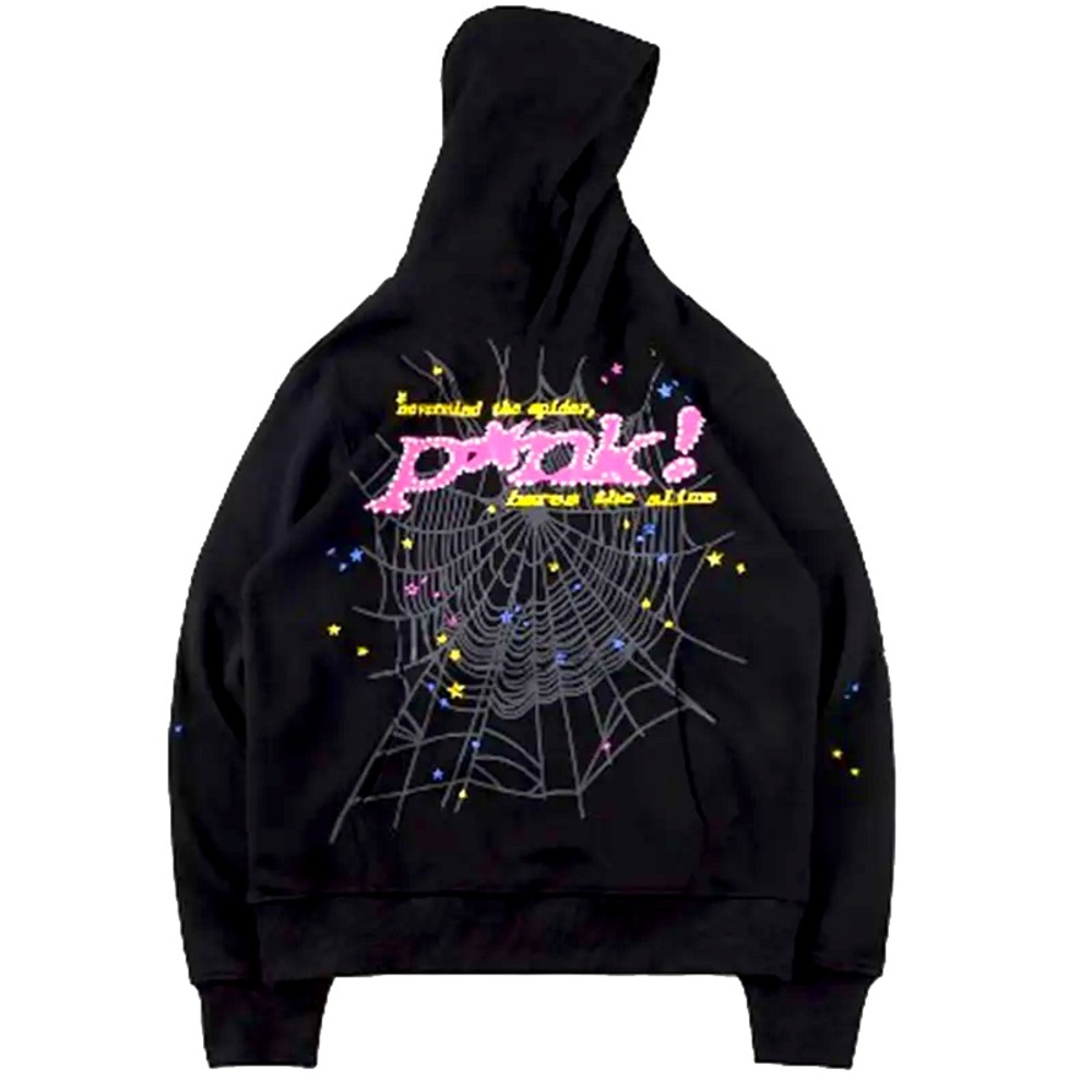 Sp5der Mens Black Graphic Hoodie and Sweatpants